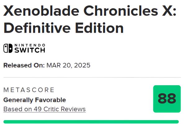Пример эталонного переиздания: Xenoblade Chronicles X: Definitive Edition для Nintendo Switch получает высокие оценки