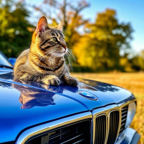 Кошка упала на автомобиль и повредила капот